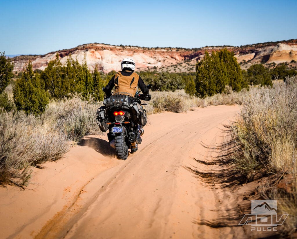 Exploring Vermilion Cliffs on adventure bikes.